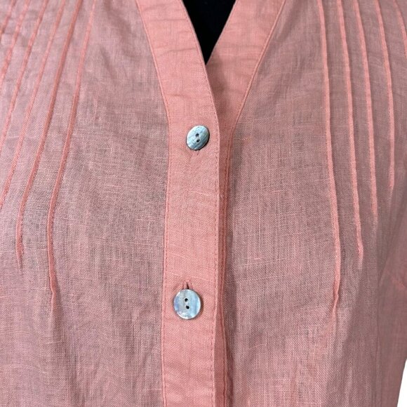 Sarah Spencer Peach Linen Button Front Blouse Size M - Picture 6 of 7